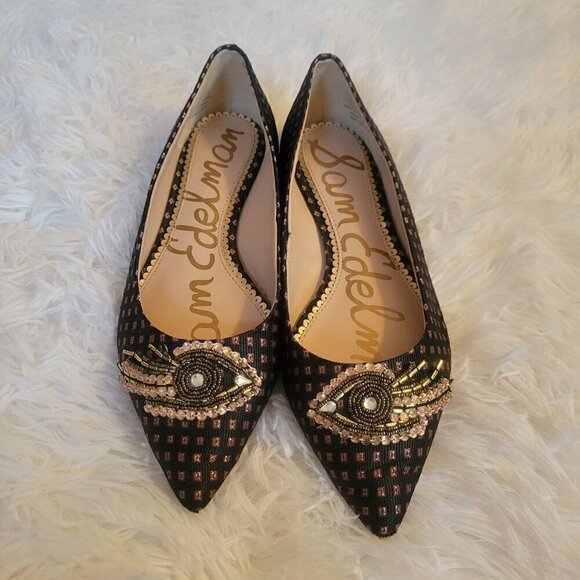 Sam Edelman Rafaella Beaded Eye Leather Pointed Toe Shoes size 7 - Picture 1 of 11